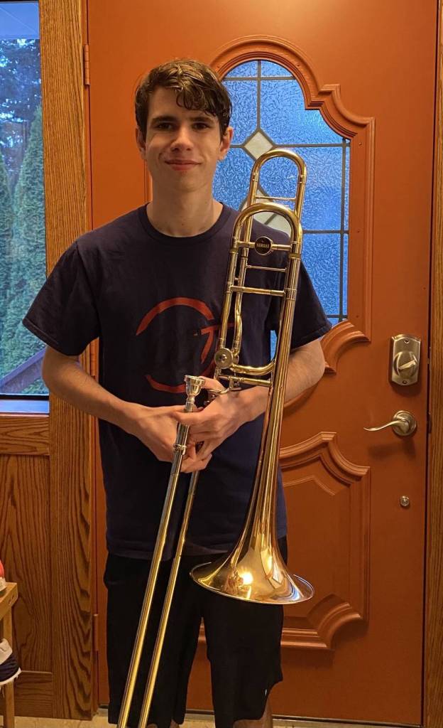 Oak Harbor High School Junior Cooper Billiter plays trombone.