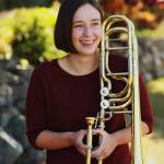 South Whidbey High School Senior Sarah Zundel plays trombone.