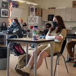 Senior Annie Salinger listens during a leadership class at Oak Harbor High School. Photo by Emily Gilbert/Whidbey News-Times