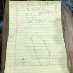 Blake Lewis, 7, sent this message in a bottle out to sea from Bush Point. Photo provided by Ruther Smethers
