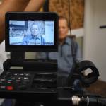 Rishi Sharma intreviewed WWII combat veteran Frank Burns of Freeland last Saturday. Sharma travels the country interviewing WWII combat veterans for his oral history project and nonprofit, Heros of the Second World War. Photo by Emily Gilbert/Whidbey News-Times