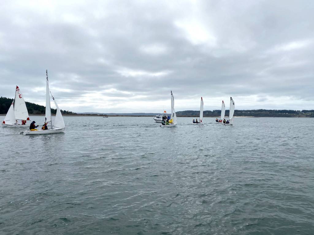 Oak Harbor High Sschool sailing defeated Bellingham Red Raiders, 3-0, on March 27. Photo provided.