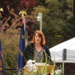 Navy NW region Gold Star coordinator Hailey Chittick speaks.