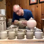 New member Charles LaFond works on a pottery creation at Freeland Art Studios. (Photos provided)