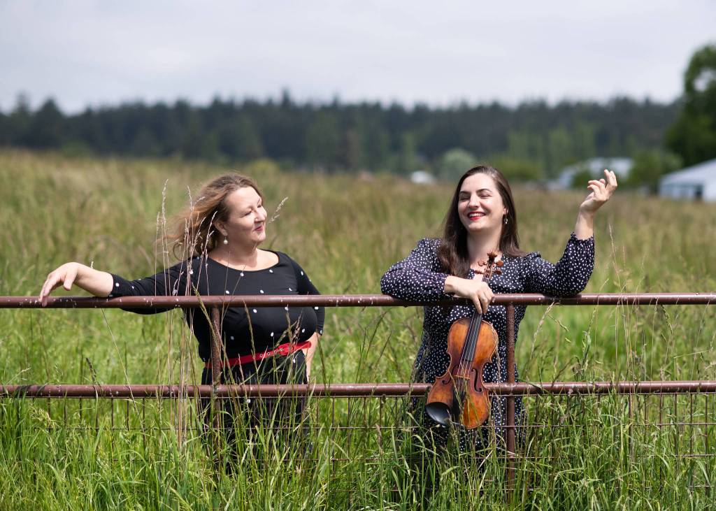 Violinist Tekla Cunningham, right, and pianist Sheila Weidendorf will be performing violin sonatas of Johannes Brahms at this years Whidbey Island Music Festival. (Photo by Erika Pierson)