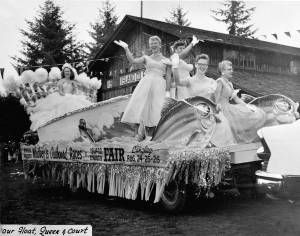 Queen Patsy Arthur and her court in the 1956 Fair Parade.