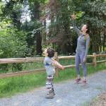 Brook Ott of Clinton points to a bald eagle passing over her and her son Halston Hunter during a visit to Possession Sound Preserve. (Photo courtesy of Whidbey Camano Land Trust)