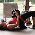 Photo by Kira Erickson/South Whidbey Record
Farm Girl Fitness instructor Sarah Santosa lifts a weight during a recent class at a South Whidbey barn.