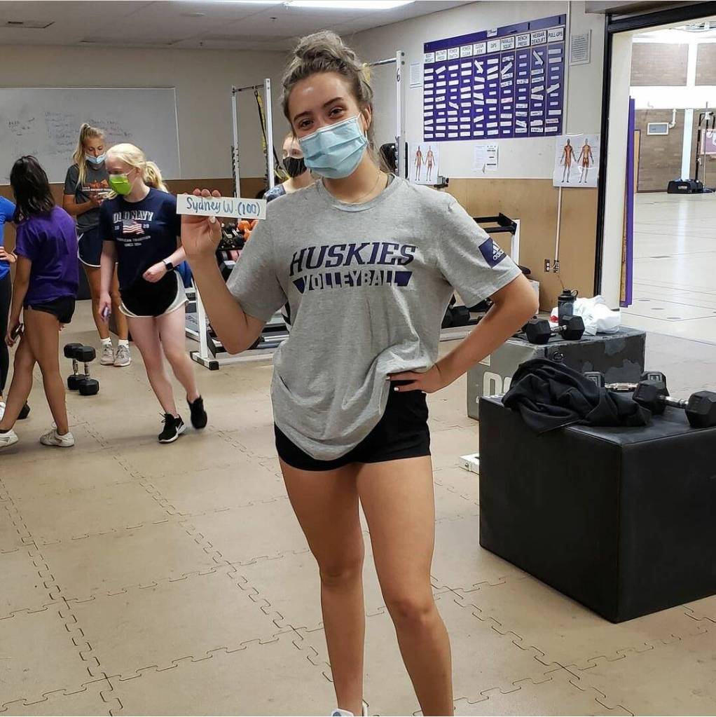 Oak Harbor High School junior Sydney Walker broke a school record in the trap bar dead lift this summer while she trained for volleyball season.