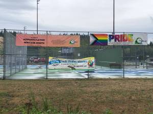 Photo by Karina Andrew/Whidbey News-Times
A new banner celebrating Hispanic and Latinx heritage now hangs outside South Whidbey High School.