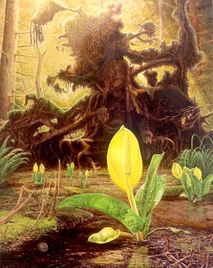 The oil painting After the Fall by Rob Schouten was inspired by the Wilbert Trail at South Whidbey State Park.