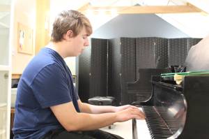 Photo by Karina Andrew/Whidbey News-Times
Matthias Pierson practices piano in a lesson with Maureen Girard.