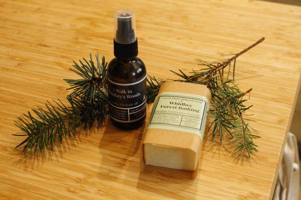 Herbalist Lori Kane loves making any product with Douglas fir branches. (Photo by Kira Erickson/South Whidbey Record)