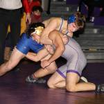 Photo by John Fisken
South Whidbey sophomore Cole Thorsen faces an opponent from Oak Harbor on Jan. 5.