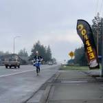 Photo provided 
Greg Nance, pictured here in Oak Harbor, spent Jan. 15 running the entire length of Whidbey Island, a feat which took just over ten hours to accomplish.