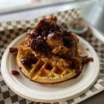 Photo by Lisa Carvey
A chicken and waffle served with whipped maple butter and maple bourbon bacon jam.