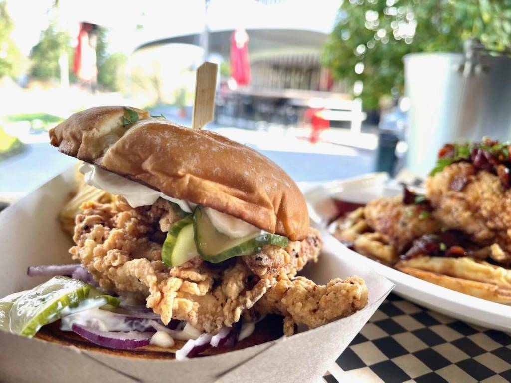 Photo by Lisa Carvey
A signature fried chicken sandwich, known as the Sammy.