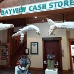 Photo provided
A trio of ghost salmon created by Melissa Koch are made of upcycled fabric, plastic, cane and wax.