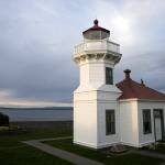 The Mukilteo lighthouse is seen at sunset Wednesday, April 13, 2022, in Mukilteo, Washington. (Ryan Berry / The Herald)