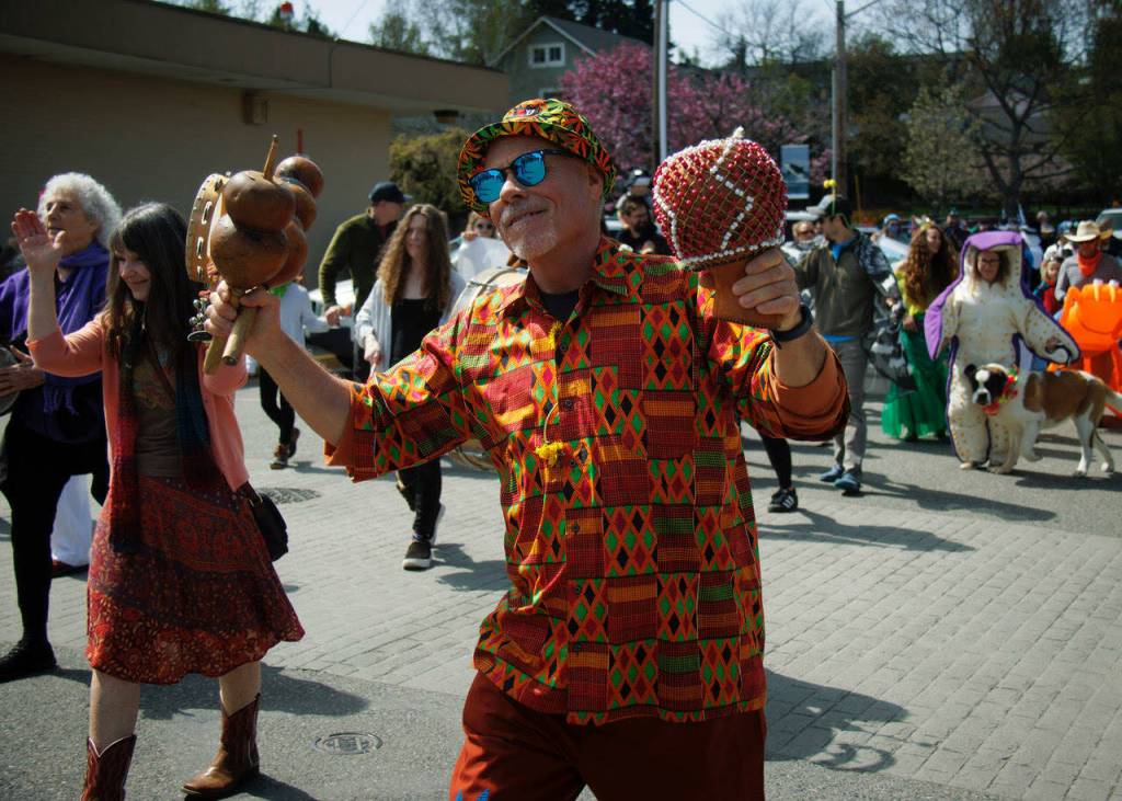 Some participants played music as they walked in the parade.