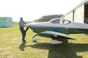 Local pilot Don Meehan readies his plane for takeoff.