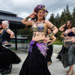 From left, Theresa DeLap, Aristana Firethorne, Theresa Chandani Ortega and Tessa Karno dance at Hierophant Meadery. (Photo by David Welton)