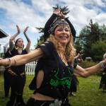 From left to right, Lisa Vega, Badeah Shirazi and Theresa DeLap belly dance at the Greenbank Farm. (Photo by David Welton)