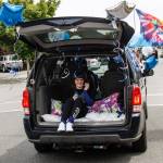 Kristen Riley blows some bubbles from the back of a car during the parade held Wednesday afternoon in downtown Langley for the South Whidbey High School Class of 2022. (Photo by David Welton)