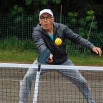 Wayne Sedgewick tracks and prepares to return a serve. (Photo by David Welton)