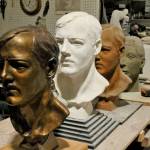Finished pieces are all around Freeland Art Studios, including these busts by Lane Tompkins.