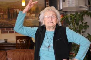 Helen Chatfield-Weeks formed a jig in the middle of an Oak Harbor restaurant after being named grand marshal of the Holland Happening parade. (File photo)