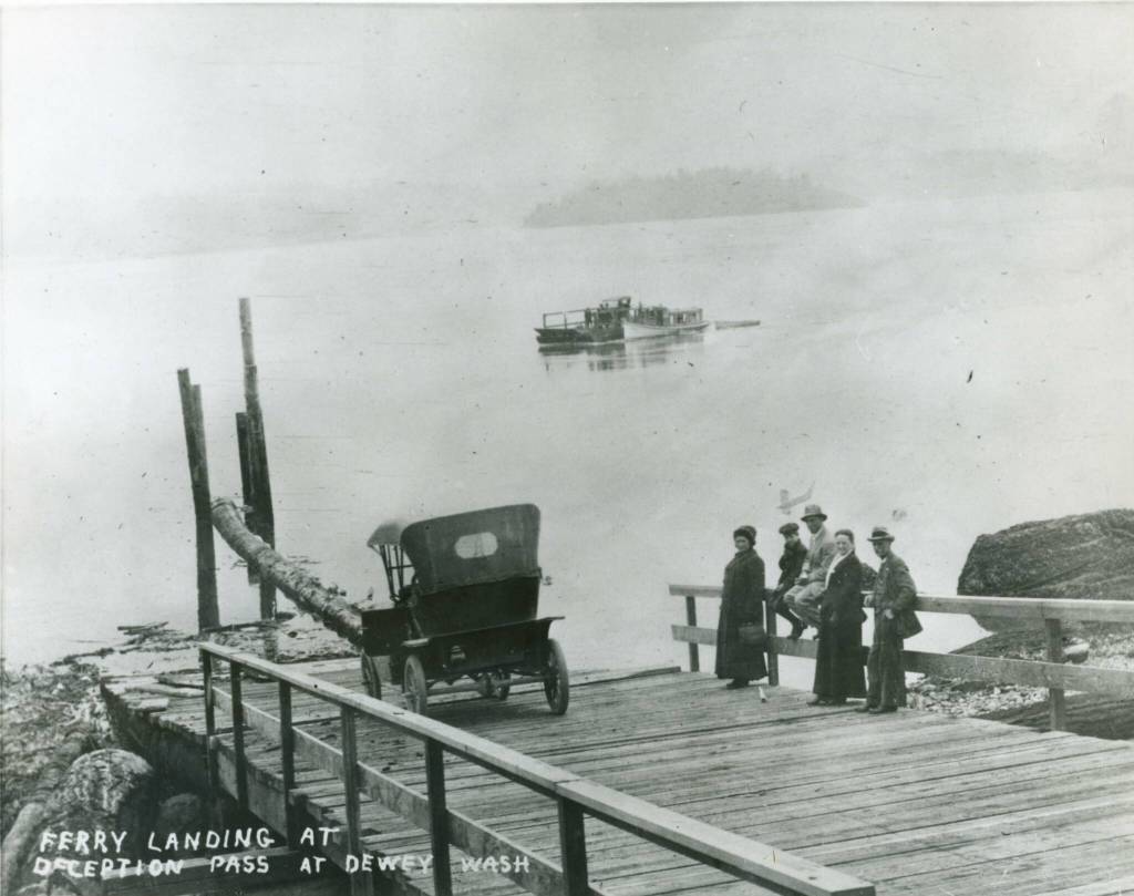 Washington State Archives photo
People work at a ferry landing at Deception Pass circa 1920.