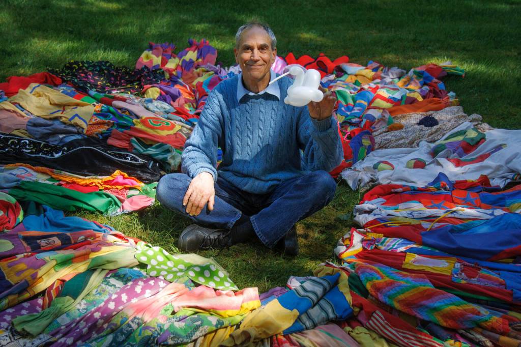 Over the years Dean Petrich has had a number of clown suits fashioned, each one from a different designer. (Photo by David Welton)