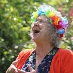 Lynnda Solfield participates in a weekly laughter yoga session.