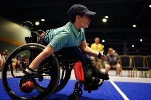 Jacquelyn Diaz plays bocce at the Special Olympics USA Games in June. (Photo by Joe Faraoni/ESPN)