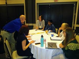 Casie Greve, right, meets with educators from across the country at the Jewish Foundation for the Righteous Summer Institute in New Jersey in June. (Photo provided by the Jewish Foundation for the Righteous)