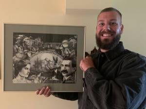 Photo provided
Zachary Newton used a ballpoint pen to create this drawing of Langley, a reprint of which can currently be viewed at the Braeburn Restaurant.