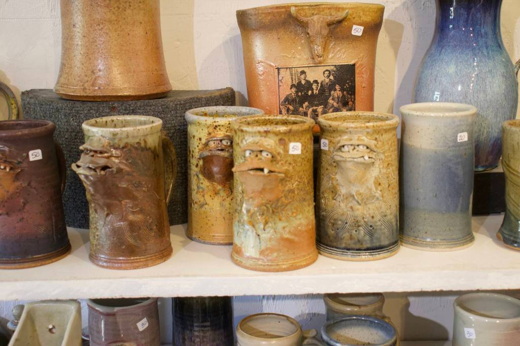 Dan Ishler is an Oak Harbor ceramicist who make mugs with faces. (Photo by Rachel Rosen/Whidbey News-Times).