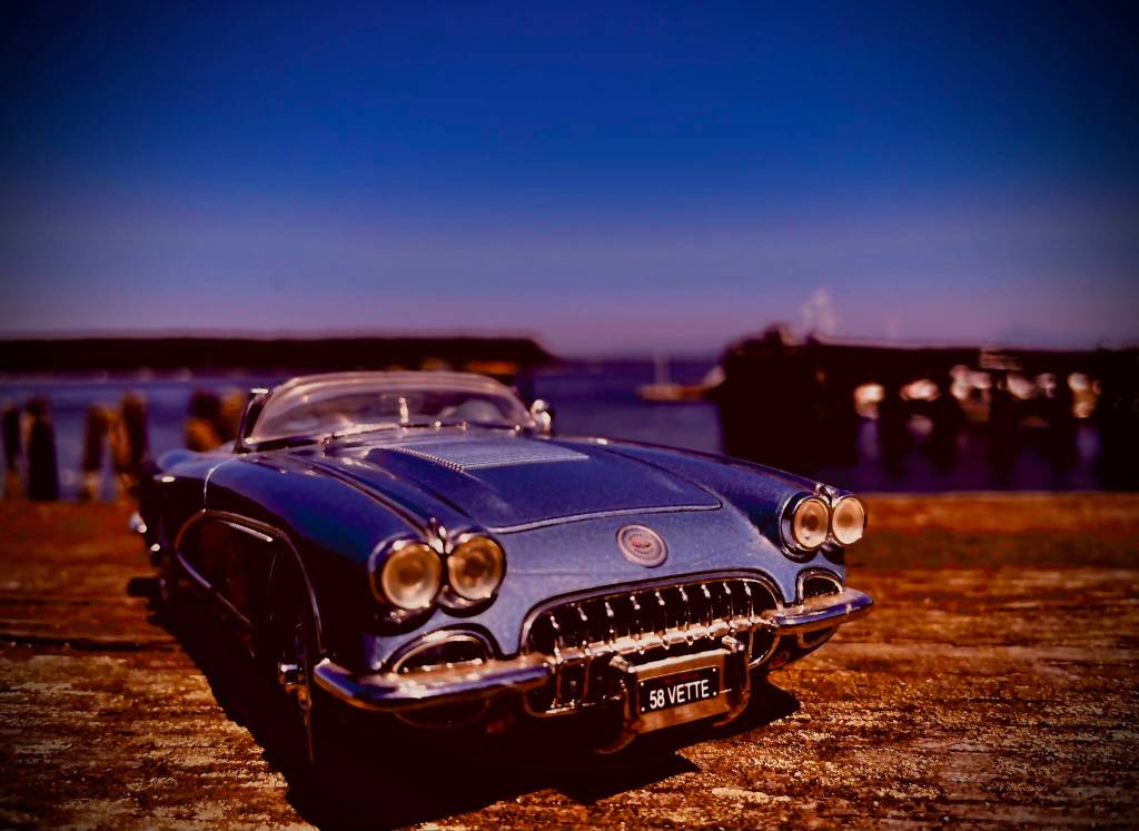 Photos by Andre Feriante
A model of a 1958 Corvette, photographed at the South Whidbey Harbor on Aug. 17, looks like it could be a real car parked at the marina.