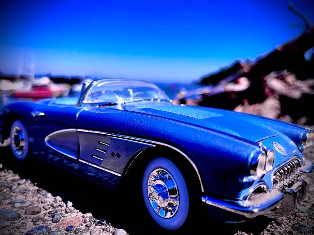 Photos by Andre Feriante
A model of a 1958 Corvette, photographed at the South Whidbey Harbor on Aug. 17, looks like it could be a real car parked at the marina.