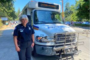 Terry has taught science at the Coupeville Middle School since 1996 and started commuting by bus from the get-go.
