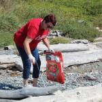 Photos by Karina Andrew/Whidbey News-Times
Kacie Dominici cleans up trash at Ebeys Landing Aug. 30.