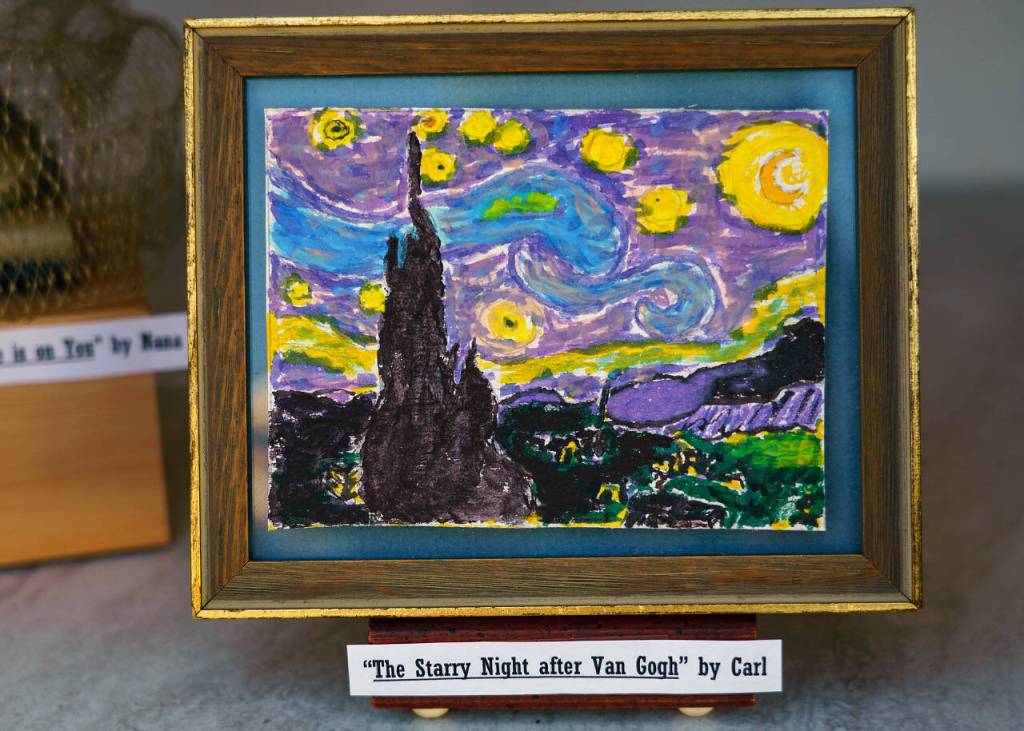 Photo by David Welton
A small-scale replica of Vincent van Goghs Starry Night, made by 12-year-old Carl Kohlhaas of Langley.