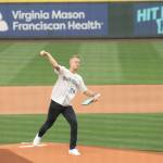 Photo by Kira Erickson/South Whidbey Record
Riley Newman, 2011 South Whidbey High School alum and pickleball star, throws out the first pitch at Saturday nights Mariners baseball game.
Photo by Kira Erickson/South Whidbey Record
Riley Newman, 2011 South Whidbey High School alum and pickleball star, throws out the first pitch at Saturday nights Mariners baseball game.