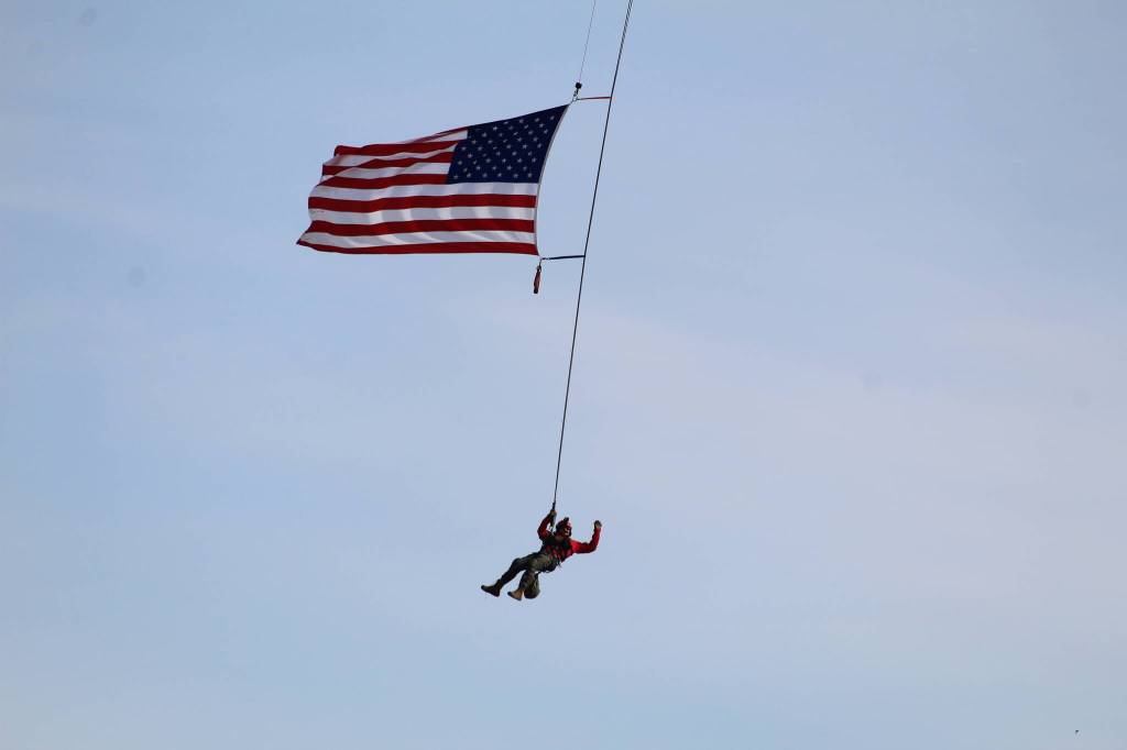 Photo by Karina Andrew/Whidbey News-Times
Navy Search and Rescue performs a demonstration during the open house at Naval Air Station Whidbey Island Sept. 17.
