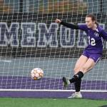 Photo by John Fisken
Carly Vangiesen scored on a corner kick in the second minute of play Thursday at Oak Harbors Wildcat Memorial Stadium. The Wildcat girls soccer team beat visiting Mount Vernon 3-1. Addisen Boyer scored the other two goals for the Wildcats.