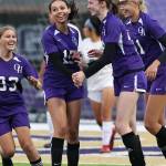 Photo by John Fisken
The Wildcats celebrates after Carly Vangiesen scores on her corner kick. The Wildcat girls soccer team beat visiting Mt. Vernon 3-1.