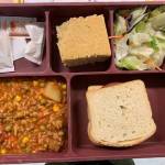 Photo courtesy of Island County Jail Lunch at the jail Tuesday was a meat and cheese sandwich, vegetable and rice soup, a salad and cake. The bread and cake are made in the jail. The rice and vegetable soup is also made from scratch.