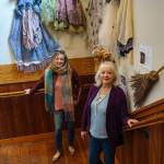 Photos by David Welton
Costume designer Valerie Johnson, left, and Island Shakespeare Festival Artistic Director Olena Hodges stand before a display of costumes worn in the theater companys productions.
