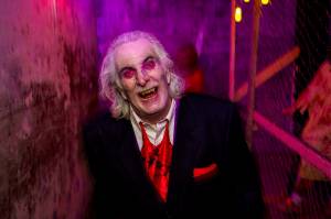 Photos by David Welton
Ben Honeycutt is one of 15 costumed volunteer actors who provide the jump scares for those brave enough to walk through the haunted fort at Fort Casey State Park.